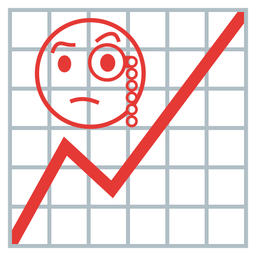 chart increasing and face with monocle