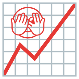 chart increasing and face with peeking eye
