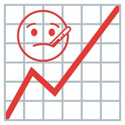 chart increasing and face with thermometer
