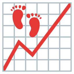 chart increasing and footprints