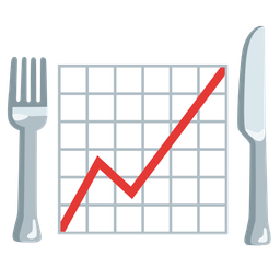chart increasing and fork and knife with plate