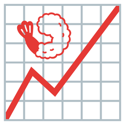 chart increasing and fried shrimp