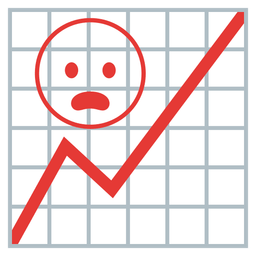 chart increasing and frowning face with open mouth