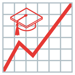 chart increasing and graduation cap