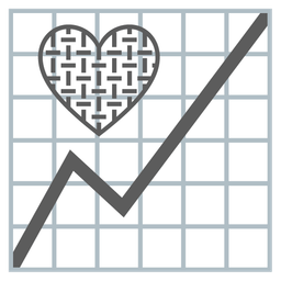 chart increasing and grey heart