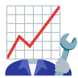 chart increasing and hammer and wrench
