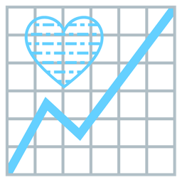 chart increasing and light blue heart