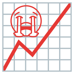 chart increasing and loudly crying face