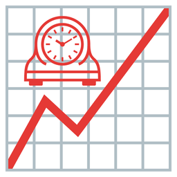 chart increasing and mantelpiece clock