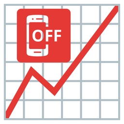 chart increasing and mobile phone off