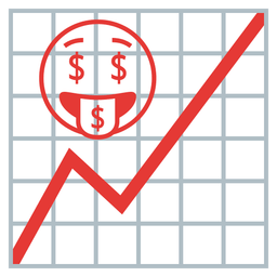 Chart increasing and Money-mouth face