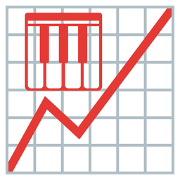 chart increasing and musical keyboard