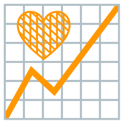 chart increasing and orange heart