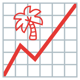 chart increasing and palm tree