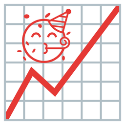 chart increasing and partying face