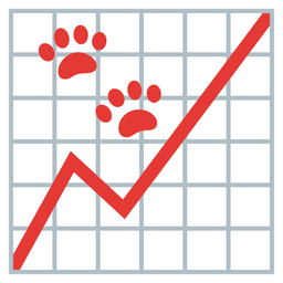 chart increasing and paw prints