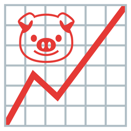 chart increasing and pig face