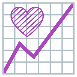 chart increasing and purple heart