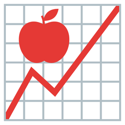 chart increasing and red apple