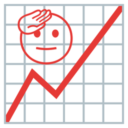 chart increasing and saluting face