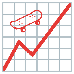 chart increasing and skateboard