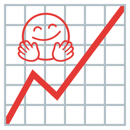 Chart increasing and Smiling face with open hands