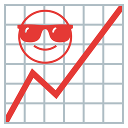 chart increasing and smiling face with sunglasses