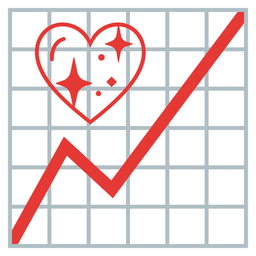 chart increasing and sparkling heart