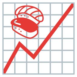chart increasing and sushi