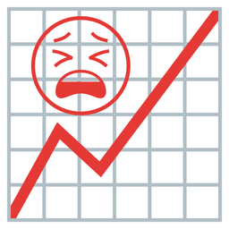 chart increasing and tired face