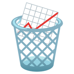 chart increasing and wastebasket