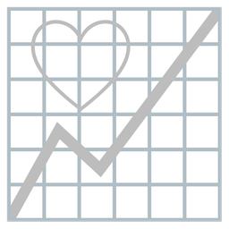 chart increasing and white heart