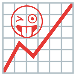 Chart increasing and Winking face with tongue