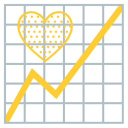 chart increasing and yellow heart