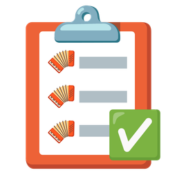 check mark button and accordion