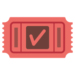 check mark button and admission tickets