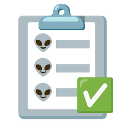 check mark button and alien