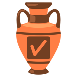 check mark button and amphora