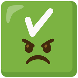 check mark button and angry face