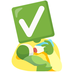 check mark button and baby bottle