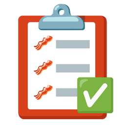 check mark button and bacon