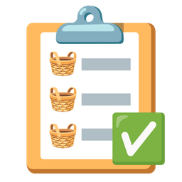 check mark button and basket