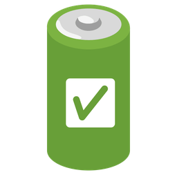 check mark button and battery