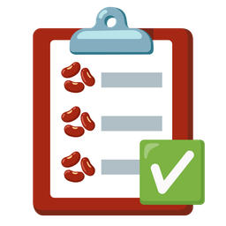 check mark button and beans