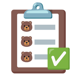 check mark button and bear