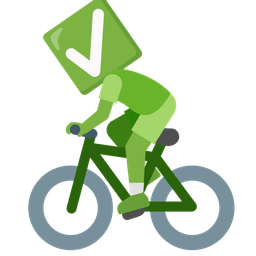 check mark button and bicycle