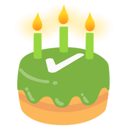 check mark button and birthday cake