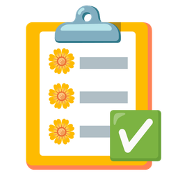 check mark button and blossom