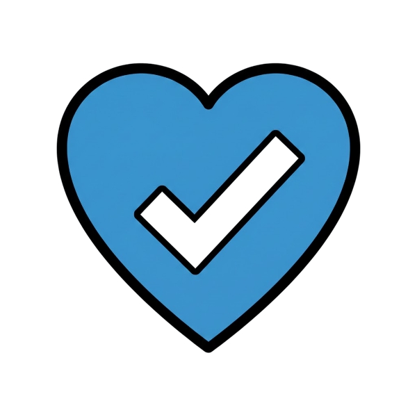 Check mark button and Blue heart