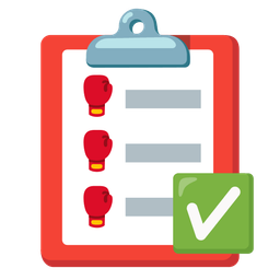 check mark button and boxing glove
